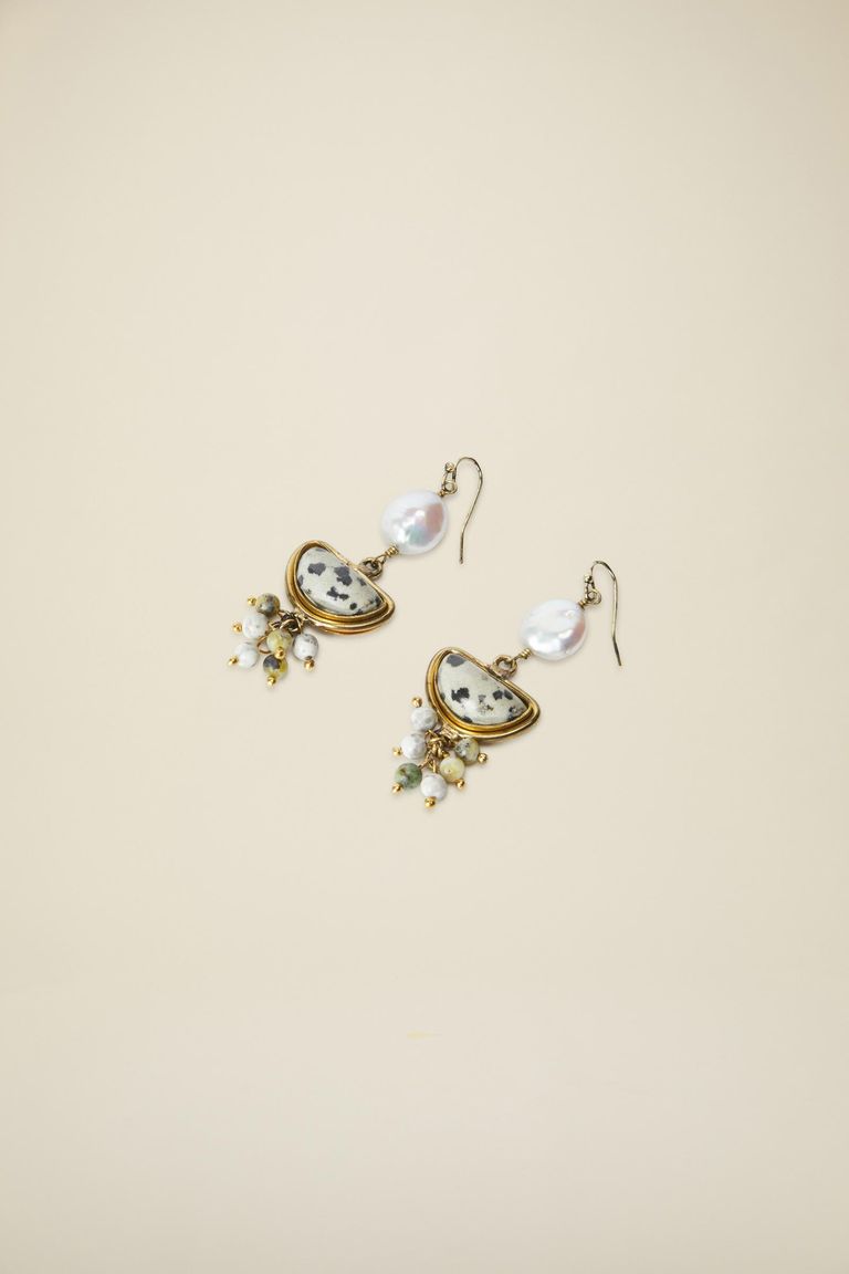 Pomandere Orecchini In Ottone Smaltato E Pietre Semipreziose