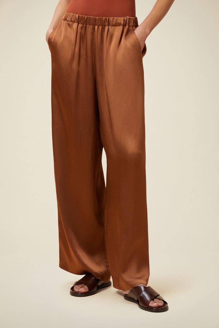 Pomandere Pantalone Ampio Con Elastico In Vita Lucido