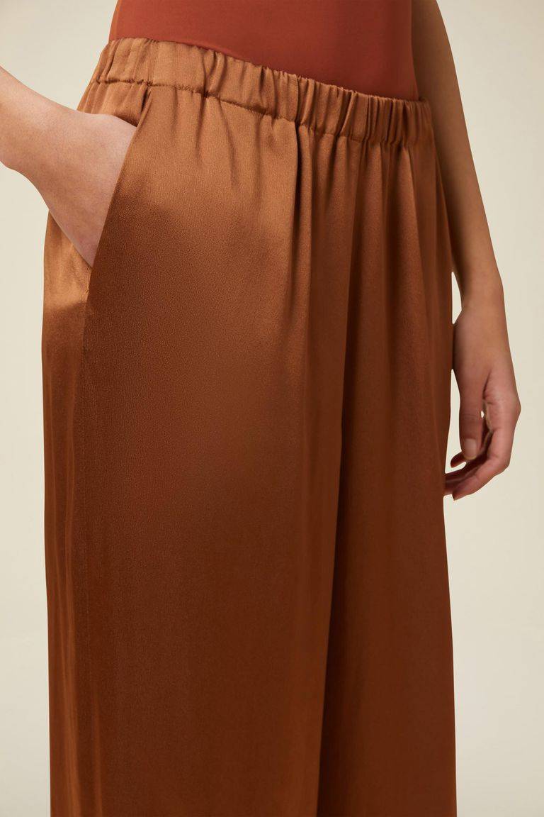 Pomandere Pantalone Ampio Con Elastico In Vita Lucido