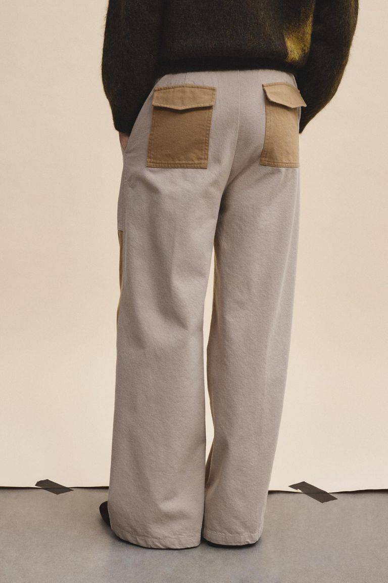 Pomandere Pantalone Bicolore In Diagonale Di Cotone Lana