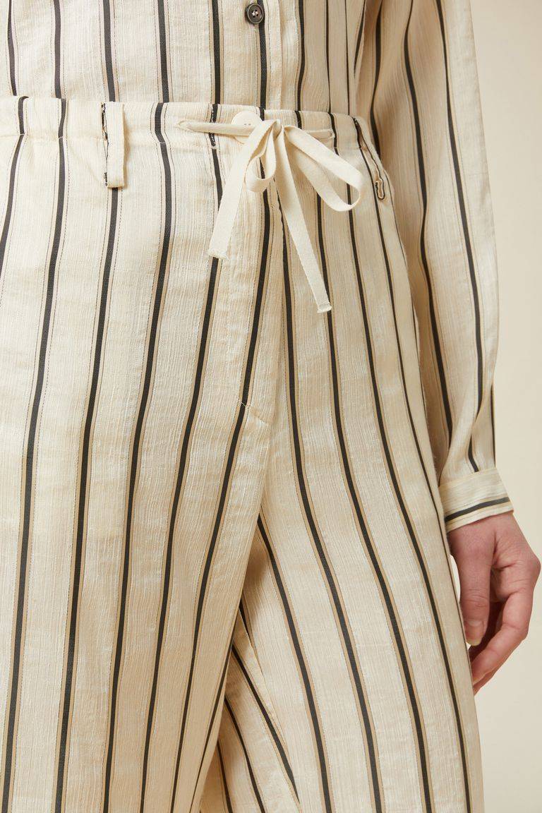 Pomandere Pantalone Rigato Con Elastico In Vita E Coulisse