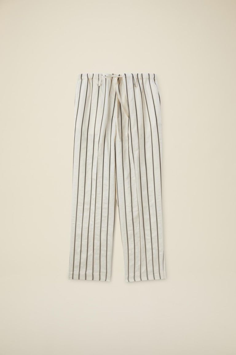 Pomandere Pantalone Rigato Con Elastico In Vita E Coulisse