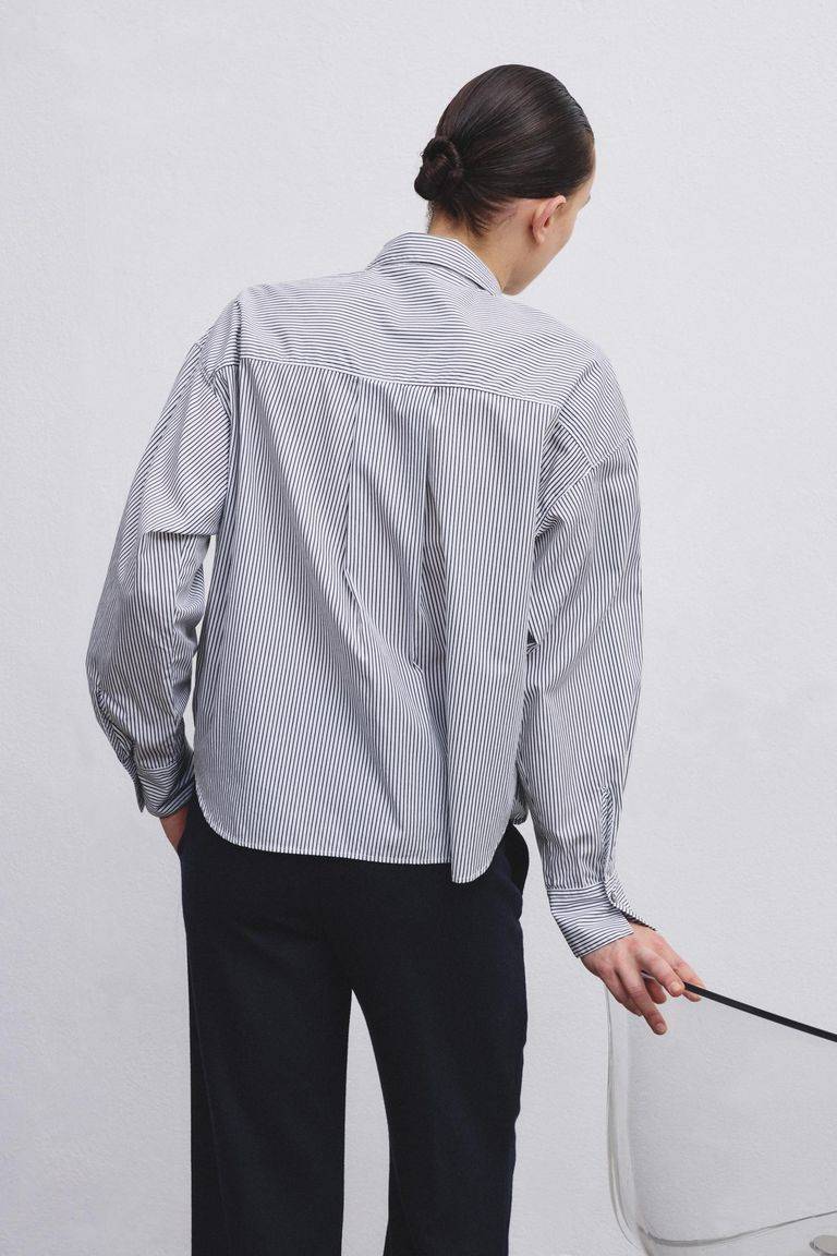 Pomandere Camicia In Popeline Rigato