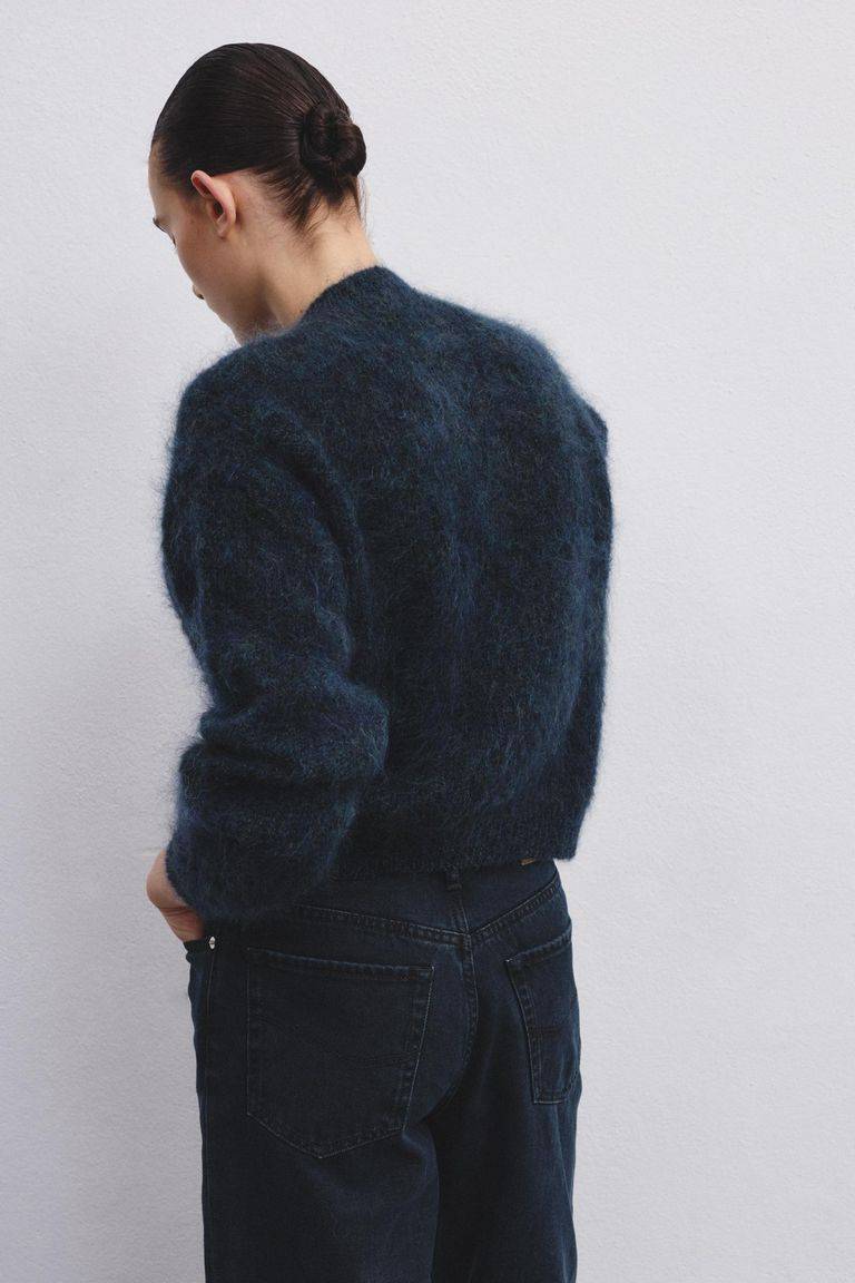 Pomandere Cardigan A Girocollo In Mohair