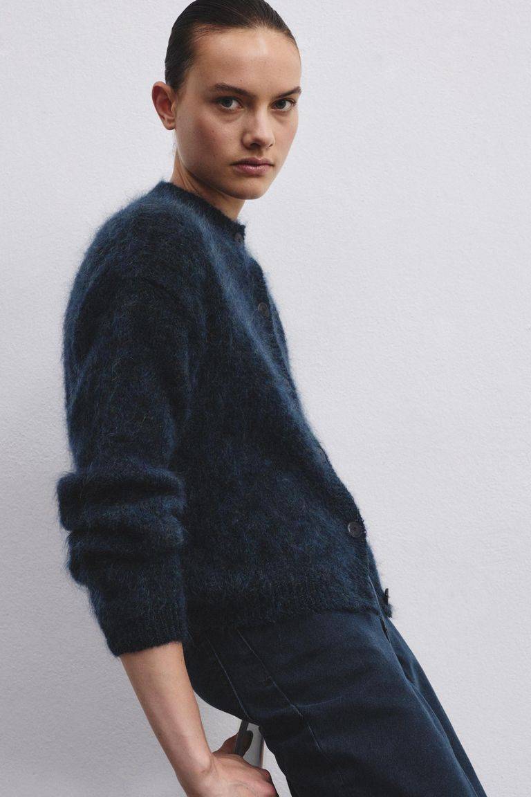 Pomandere Cardigan A Girocollo In Mohair