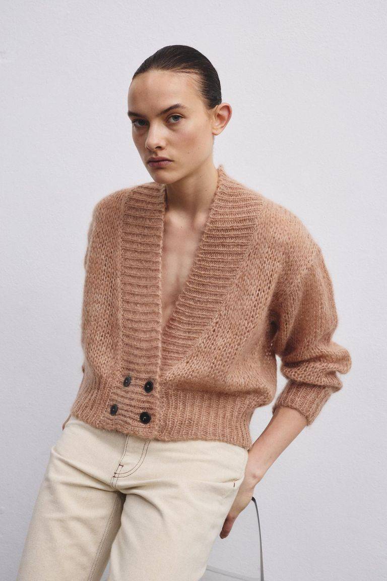 Pomandere Cardigan Doppio Petto In Mohair E Lana