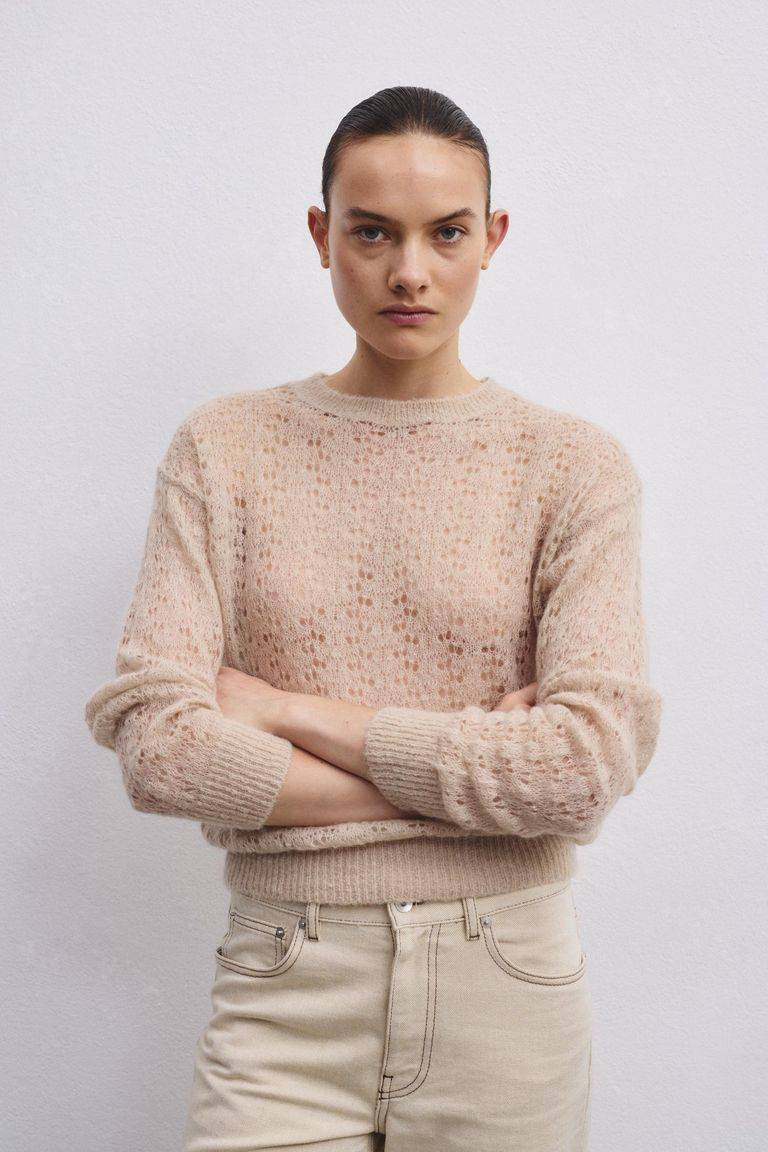 Pomandere Girocollo Traforato Di Mohair E Lana