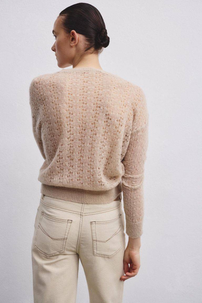 Pomandere Girocollo Traforato Di Mohair E Lana