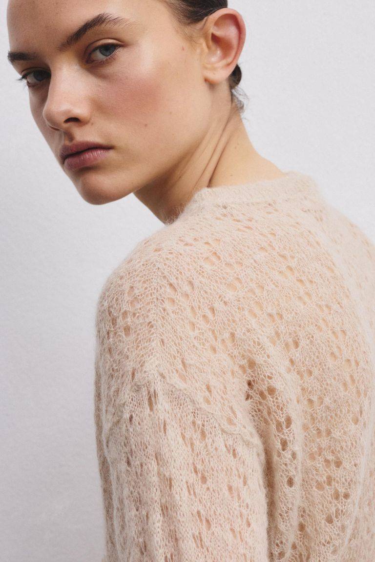 Pomandere Girocollo Traforato Di Mohair E Lana