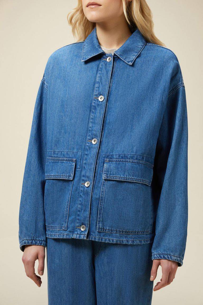 Pomandere Giubbino Denim Con Tasche Applicate