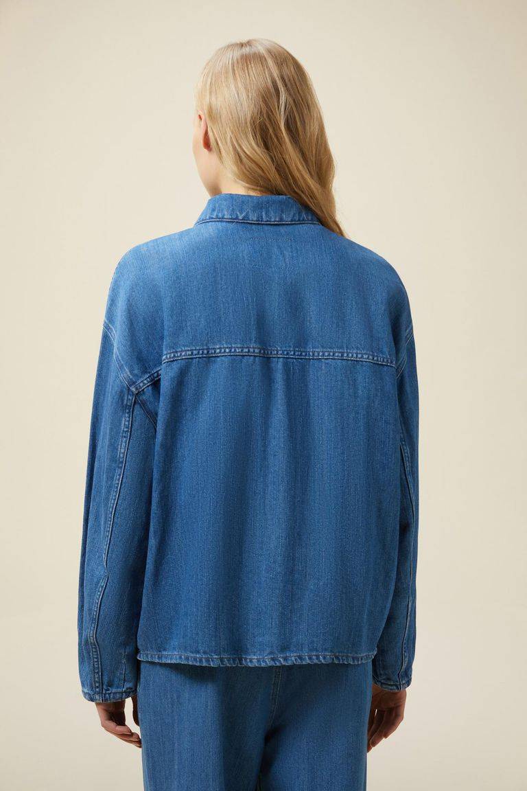 Pomandere Giubbino Denim Con Tasche Applicate