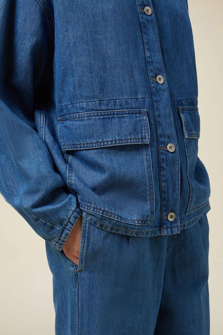 Pomandere Giubbino Denim Con Tasche Applicate