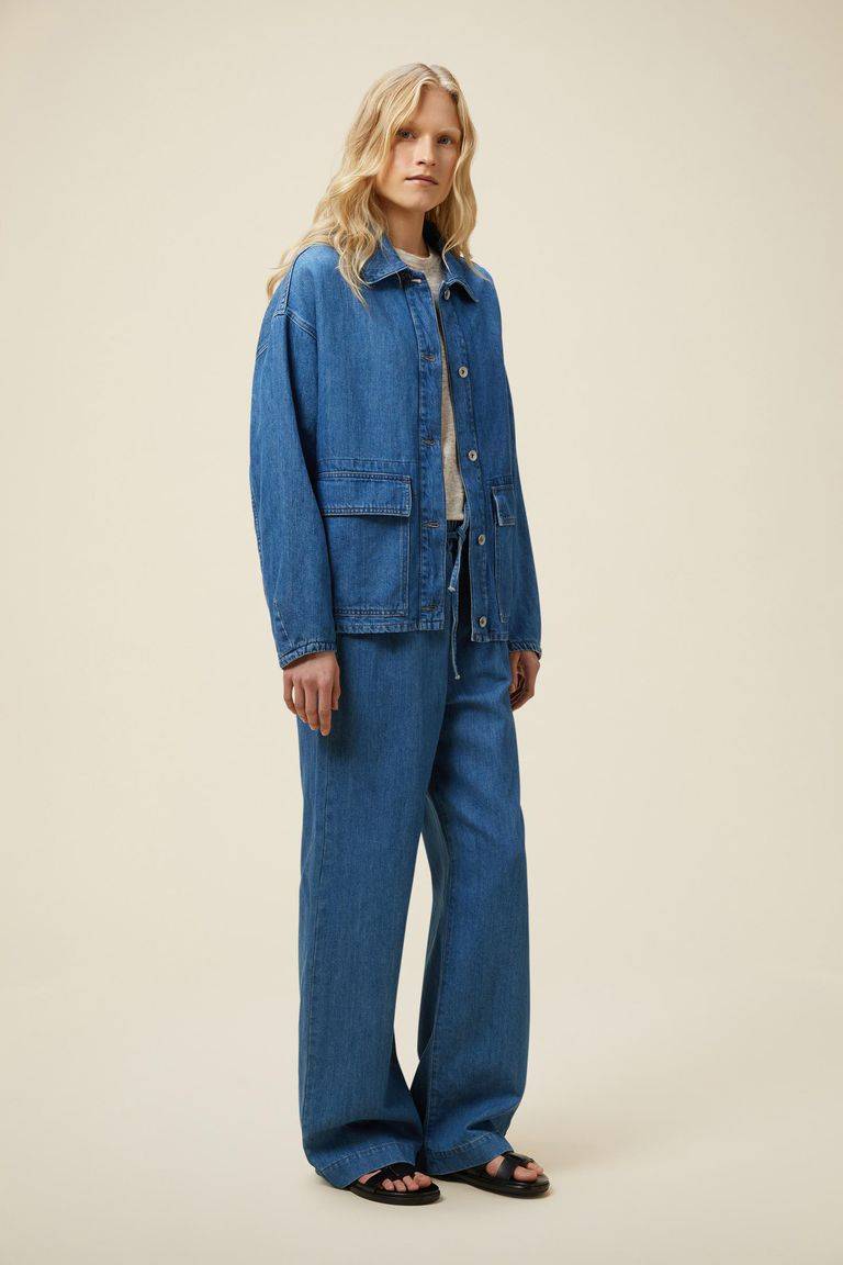 Pomandere Giubbino denim con tasche applicate