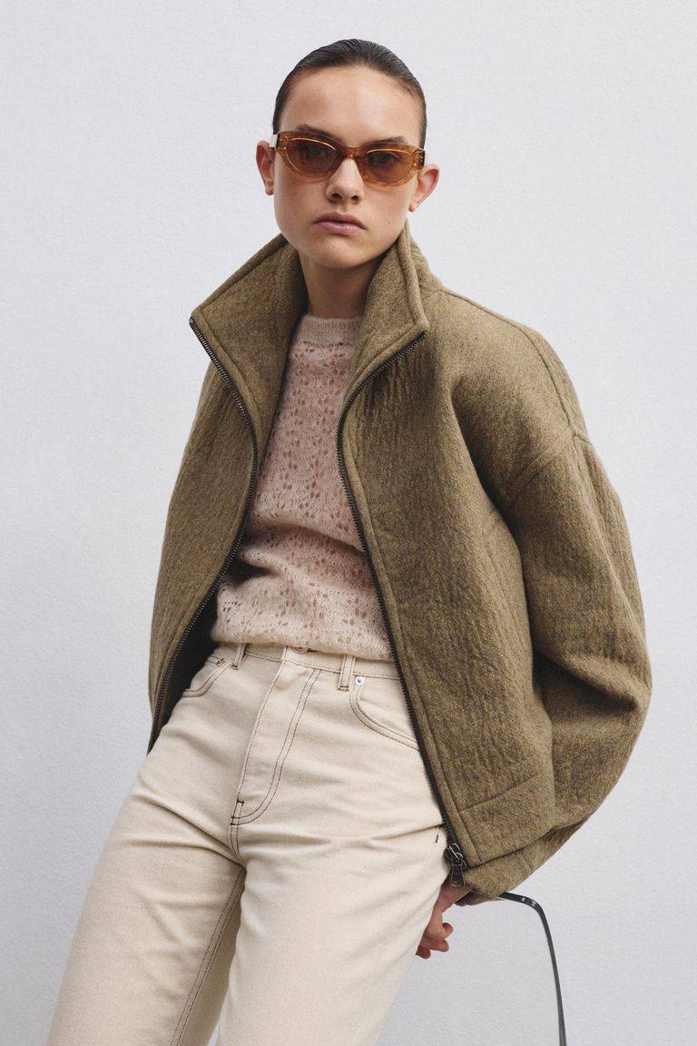 Pomandere Giubbino Zippato In Panno Misto Di Lana