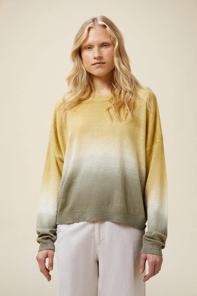 Pomandere Maglione Girocollo Con Tintura Degradè