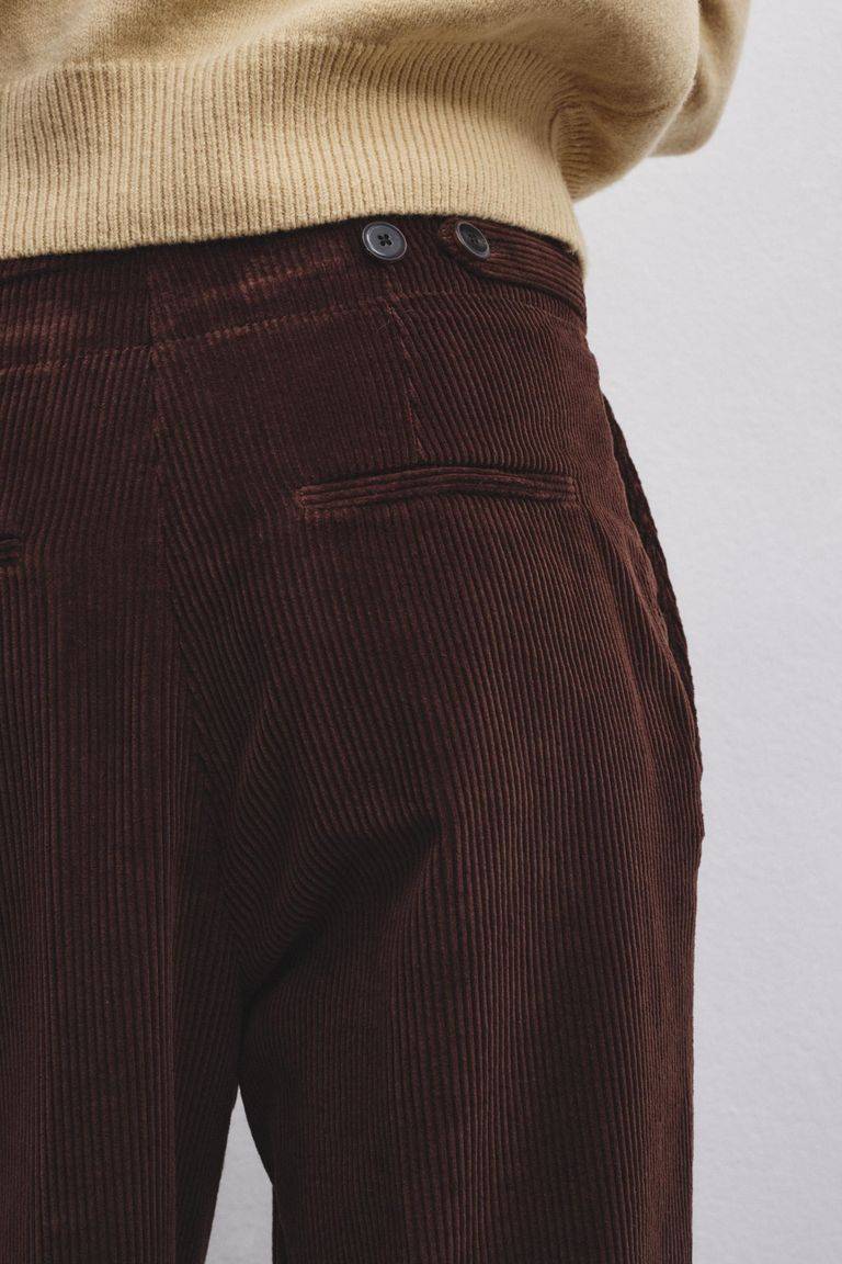 Pomandere Pantalone Con Pince In Velluto A Coste