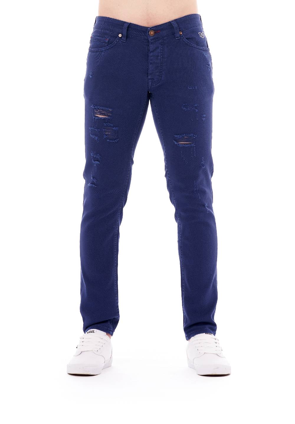 Pop84 Pantalone in bull denim con rotture modello Berlino