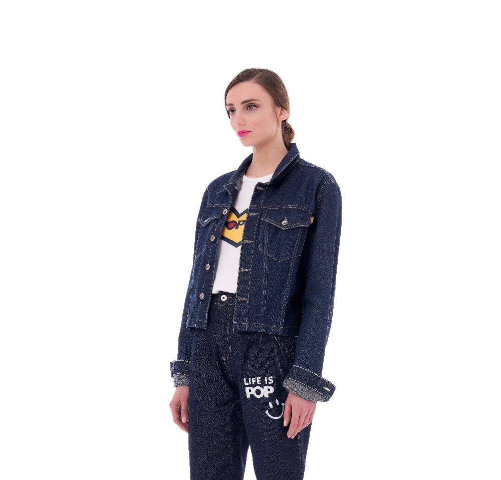 Pop84 Giubbino Jeans Frase POP84
