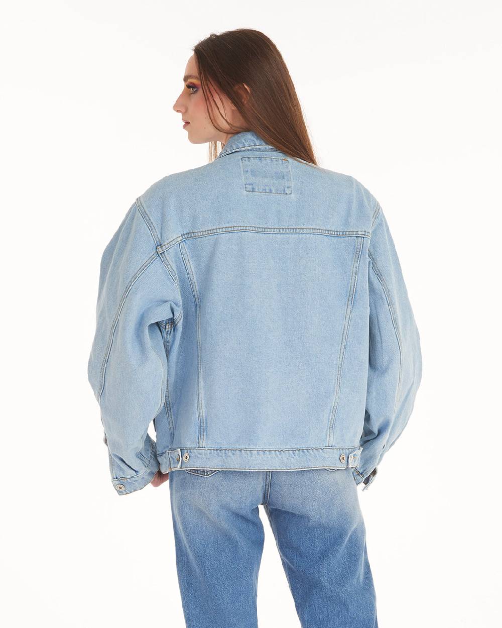 Pop84 Giubbino Jeans Over Fit Lavaggio Chiaro