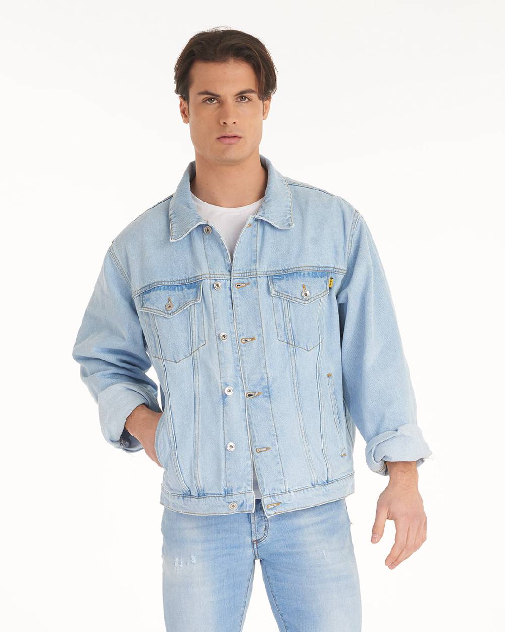 Pop84 Giubbino jeans over fit lavaggio chiaro