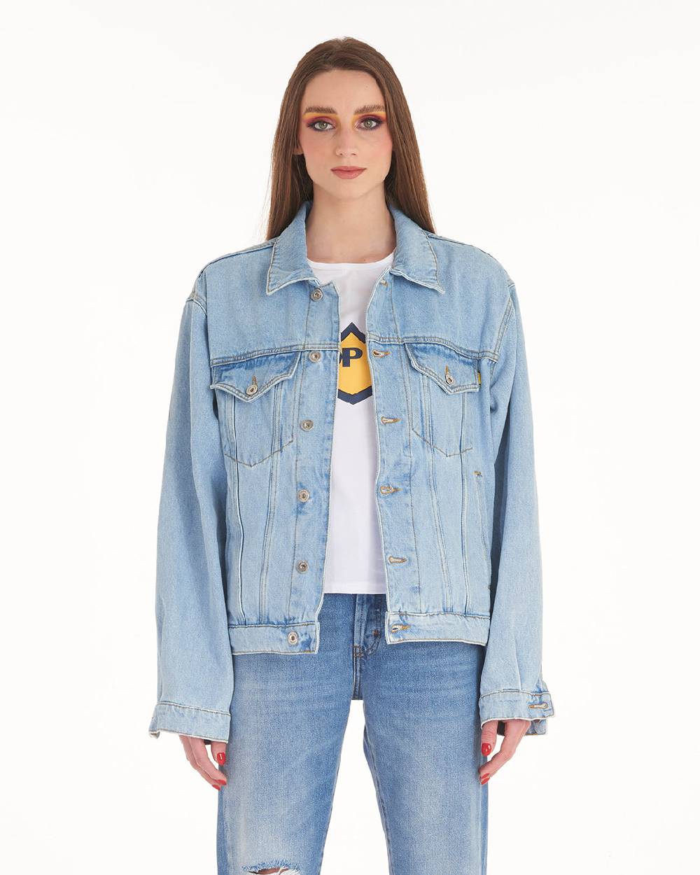 Pop84 Giubbino jeans over fit lavaggio chiaro