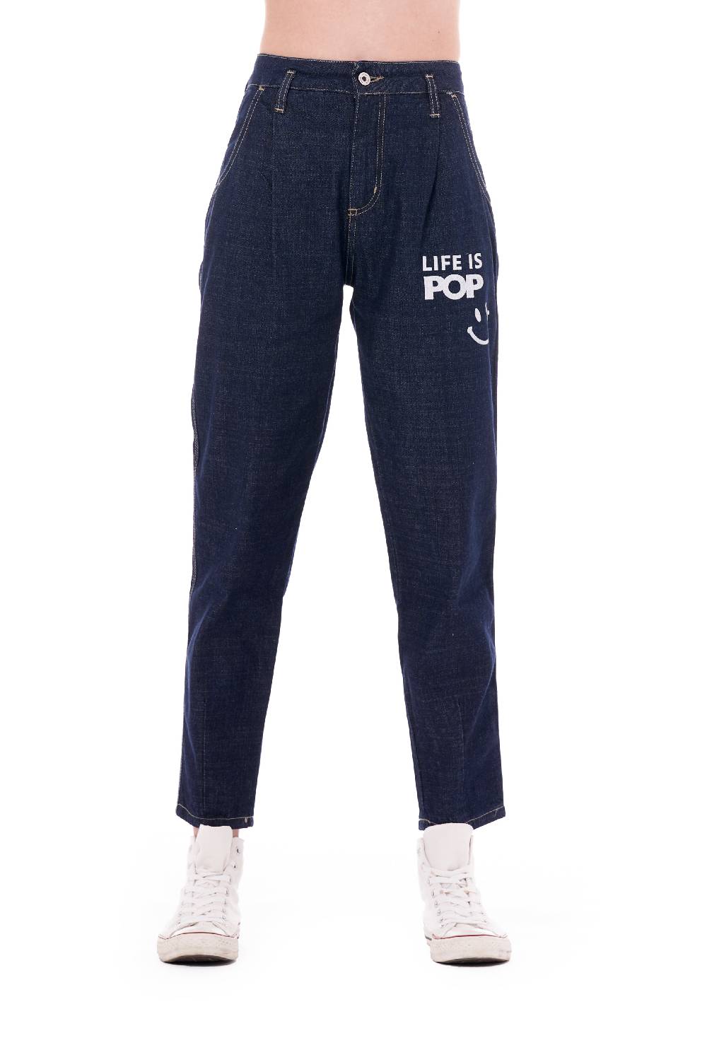 Pop84 Jeans con frase "LIFE IS POP"