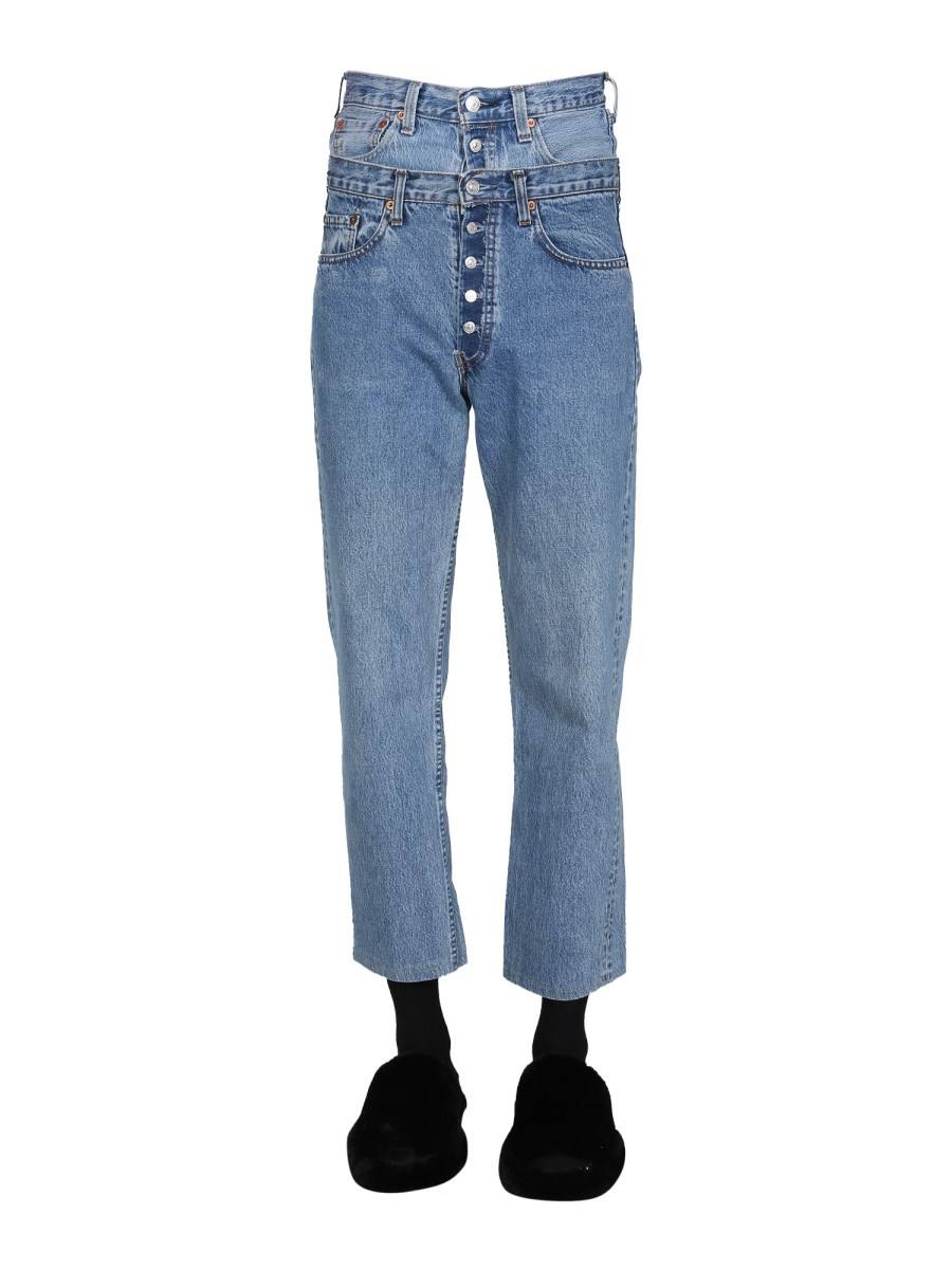 1/OFF JEANS DOUBLE WAIST IN DENIM DI COTONE