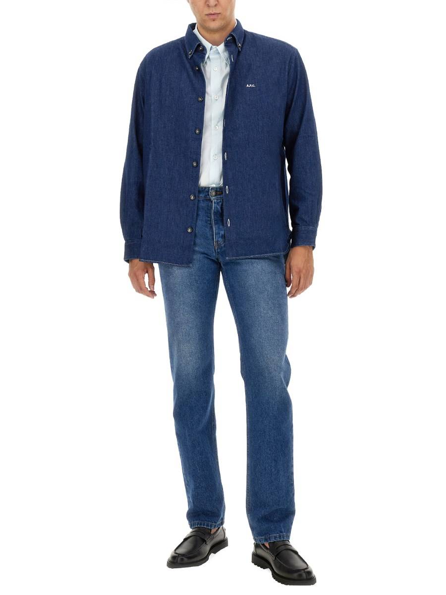 A.P.C. CAMICIA EDOUARD IN POPELINE DI COTONE