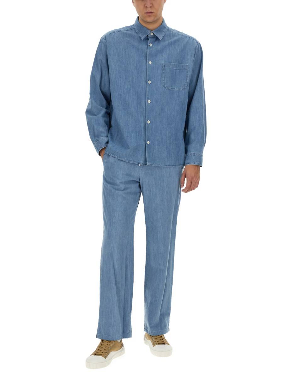 A.P.C. CAMICIA "MATH" IN POPELINE DI COTONE