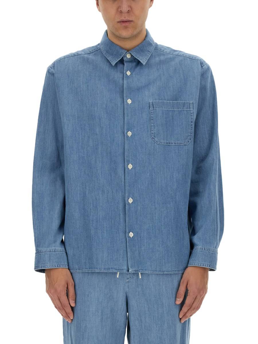 A.P.C. CAMICIA "MATH" IN POPELINE DI COTONE