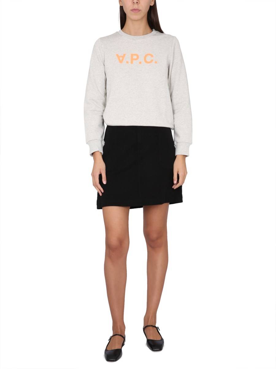 A.P.C. FELPA IN COTONE CON LOGO FLOCCATO