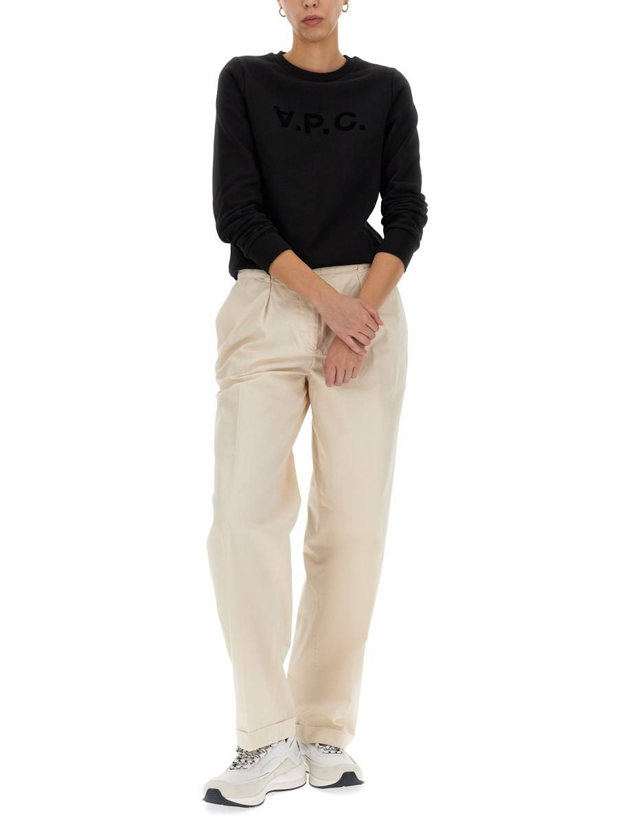 A.P.C. FELPA "VIVA" CON STAMPA LOGO FLOCCATO