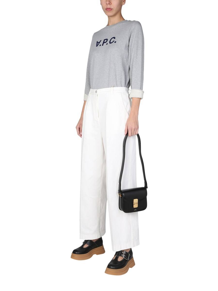 A.P.C. FELPA VIVA CON STAMPA LOGO FLOCCATO