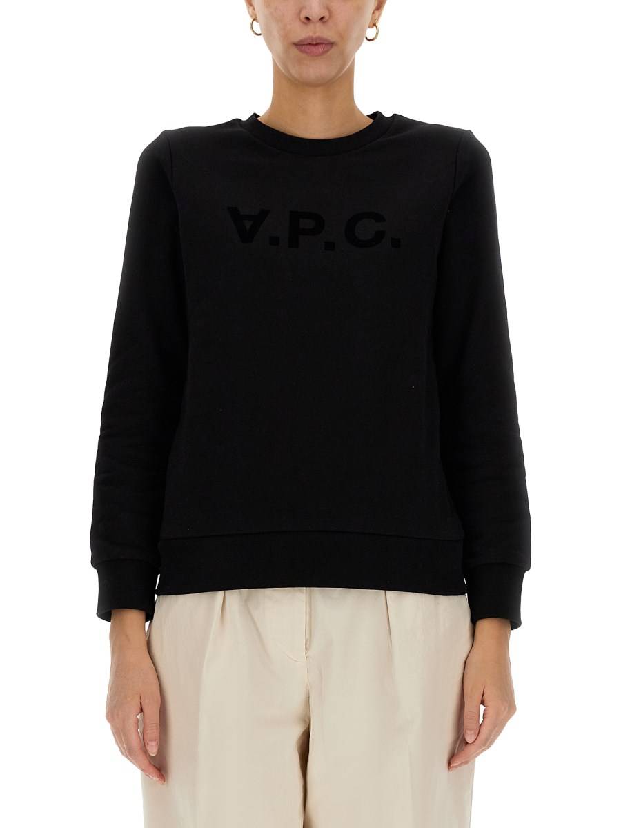 A.P.C. FELPA "VIVA" CON STAMPA LOGO FLOCCATO