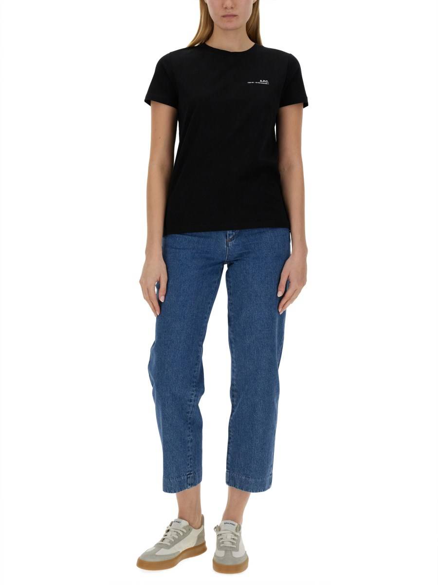 A.P.C. T-SHIRT IN JERSEY DI COTONE CON STAMPA LOGO