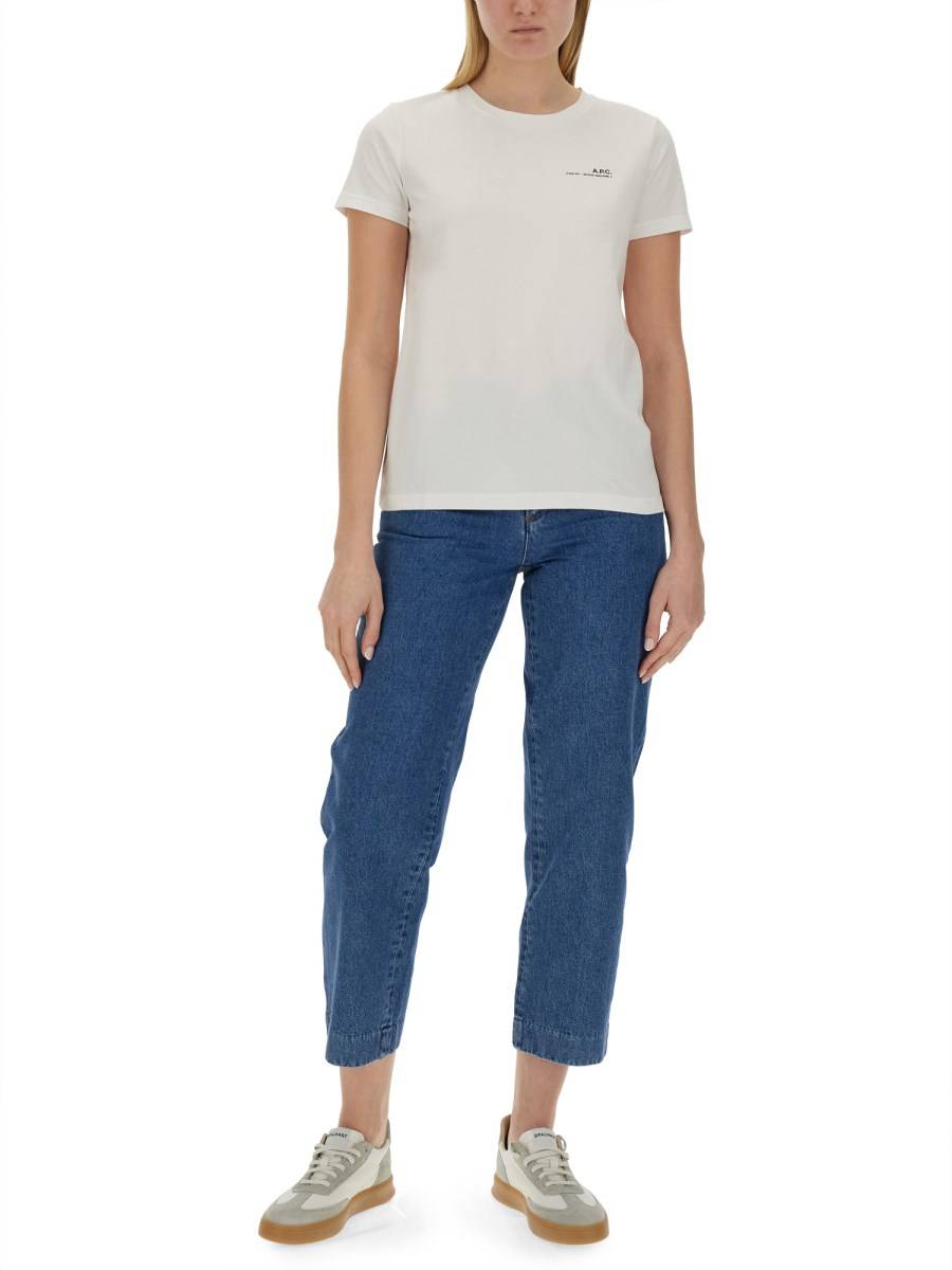 A.P.C. T-SHIRT IN JERSEY DI COTONE CON STAMPA LOGO