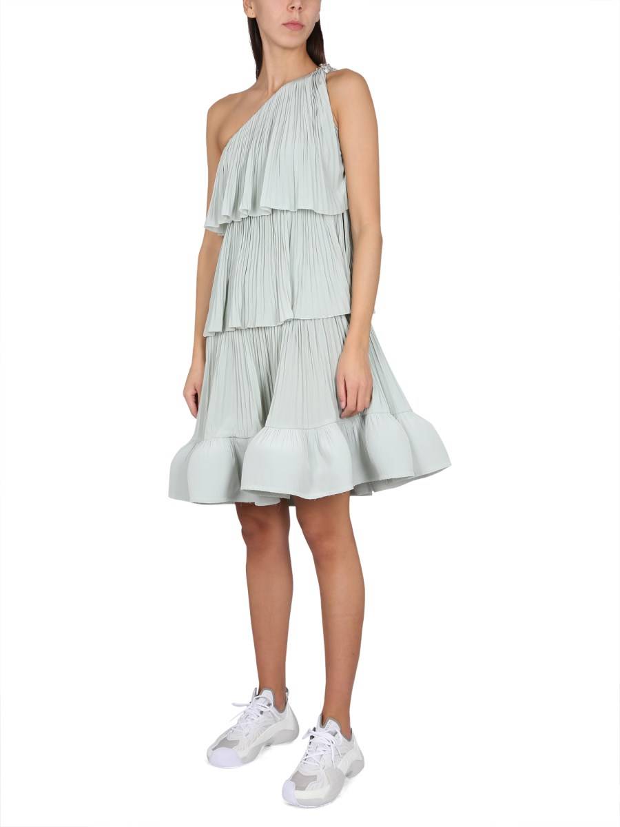 LANVIN ABITO ASIMMETRICO TRE STRATI CON BALZE IN CHARMEUSE