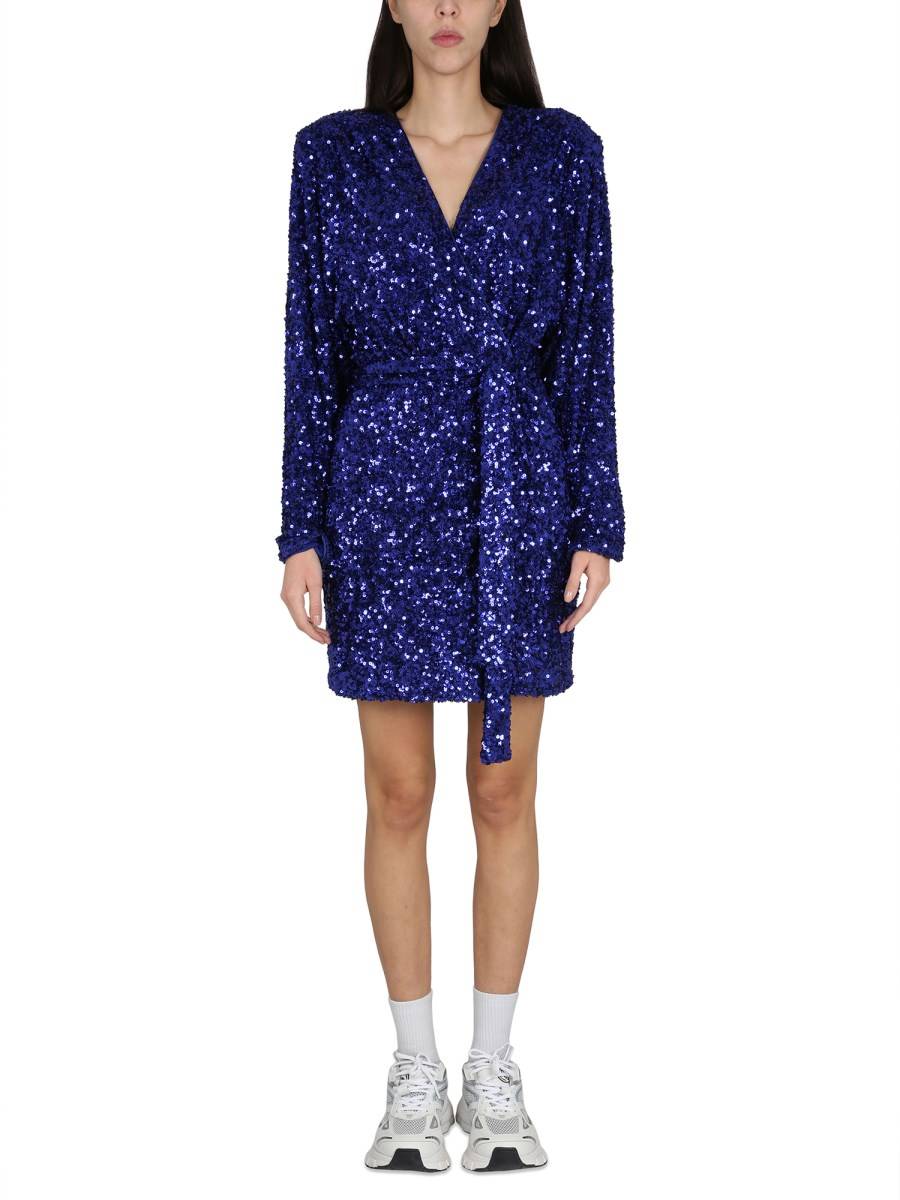 ROTATE BIRGER CHRISTENSEN ABITO CON SCOLLO A V E PAILLETTES