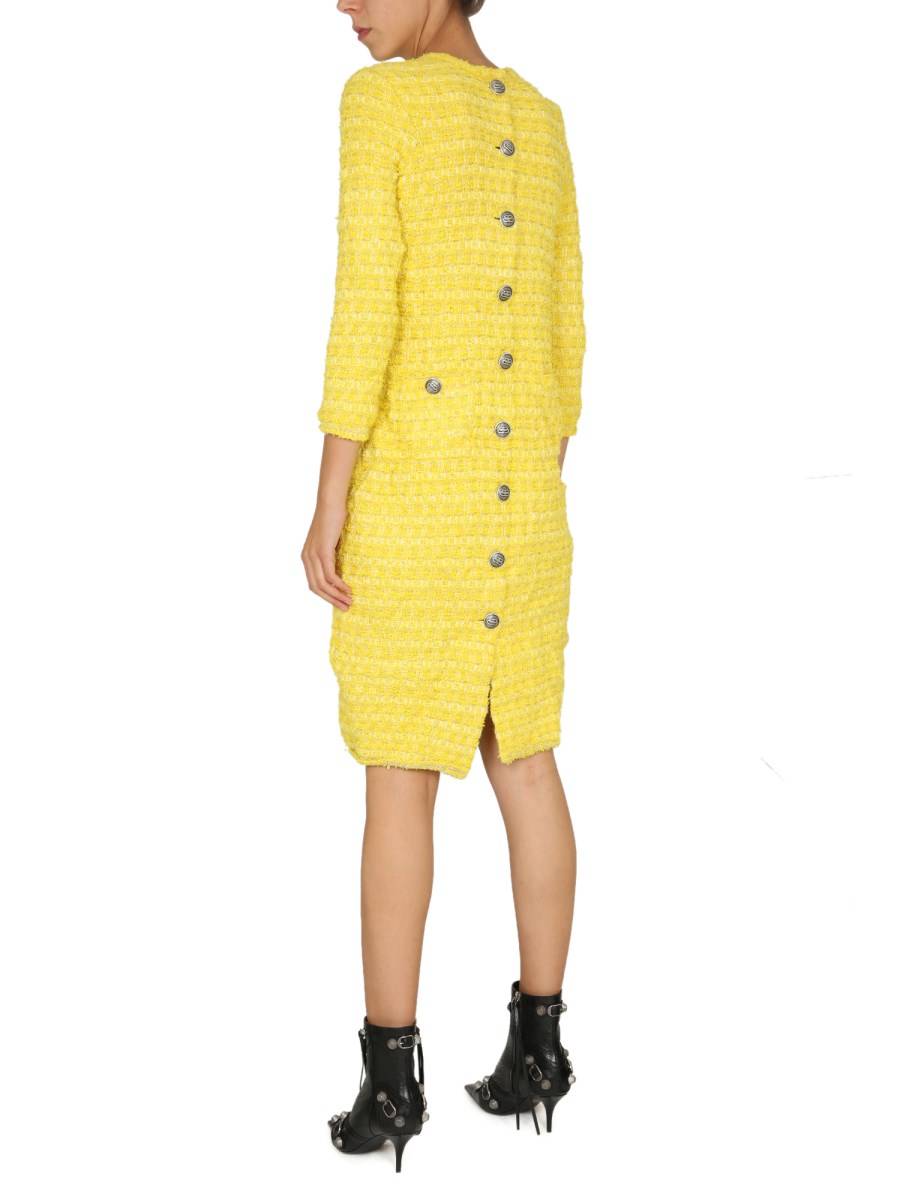 BALENCIAGA ABITO CORTO BACK-TO-FRONT IN MAGLIA DI TWEED