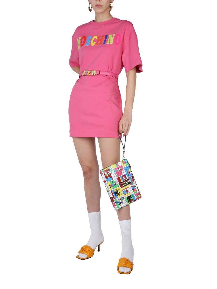 MOSCHINO ABITO IN JERSEY DI COTONE CON LOGO FLOCCATO