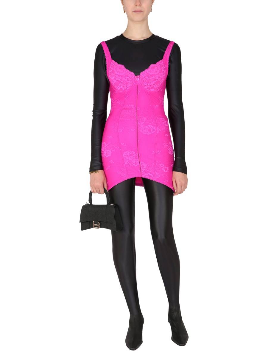 BALENCIAGA ABITO LINGERIE MINI IN PIZZO ELASTICIZZATO