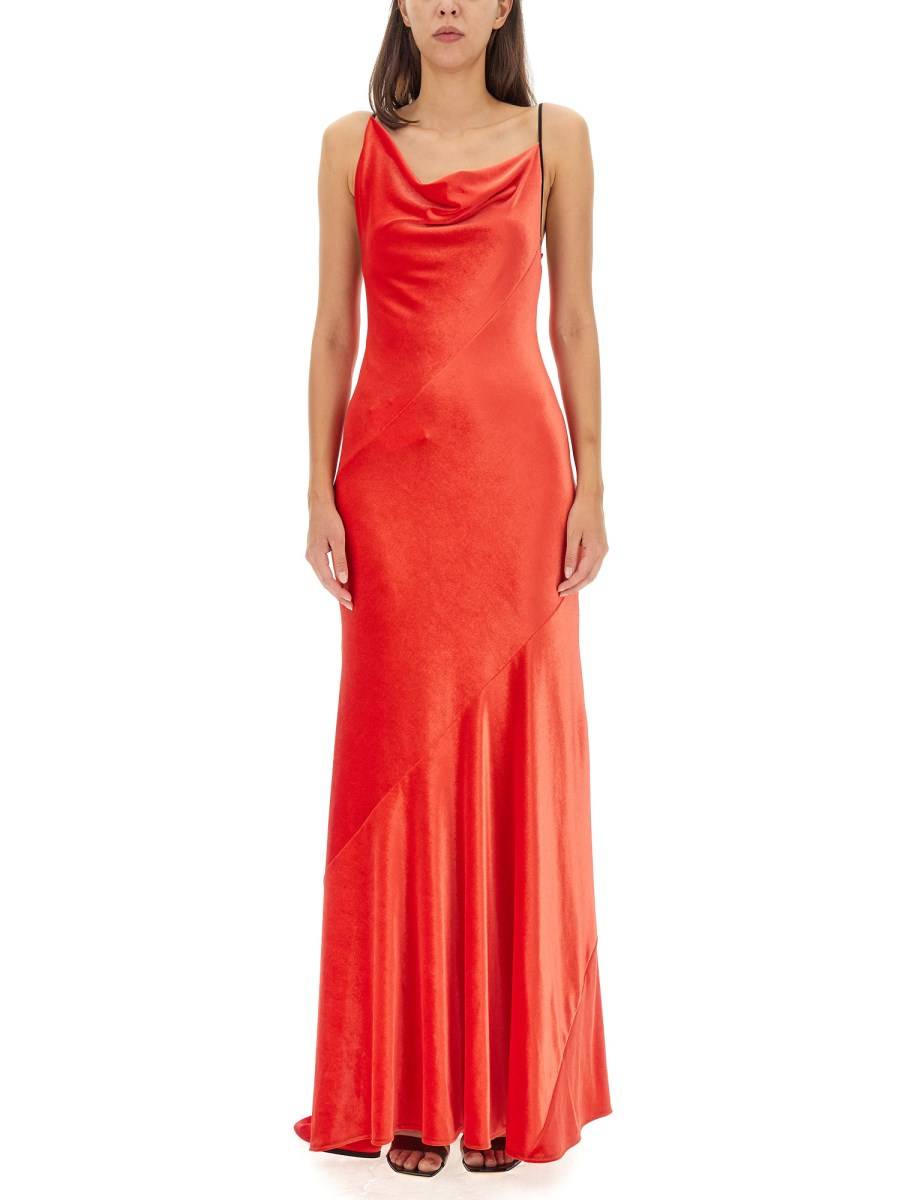 PHILOSOPHY DI LORENZO SERAFINI ABITO LUNGO IN VELLUTO STRETCH