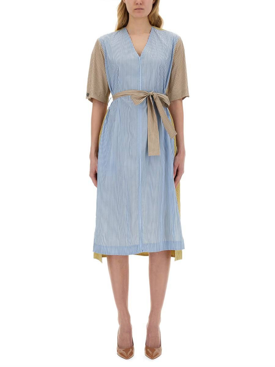 PAUL SMITH ABITO MIDI IN POPELINE DI COTONE CON MOTIVO RIGA