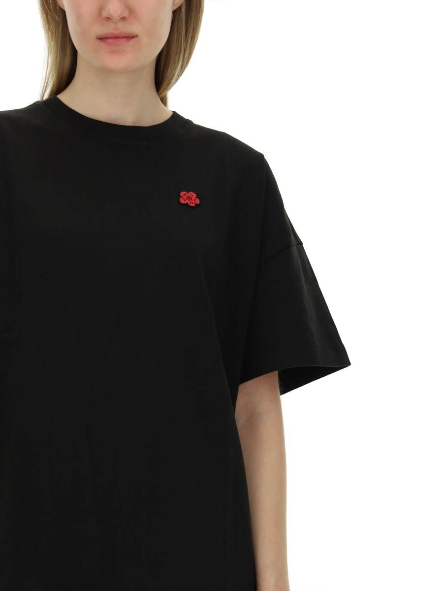 KENZO ABITO T-SHIRT CON PATCH LOGO IN JERSEY DI COTONE