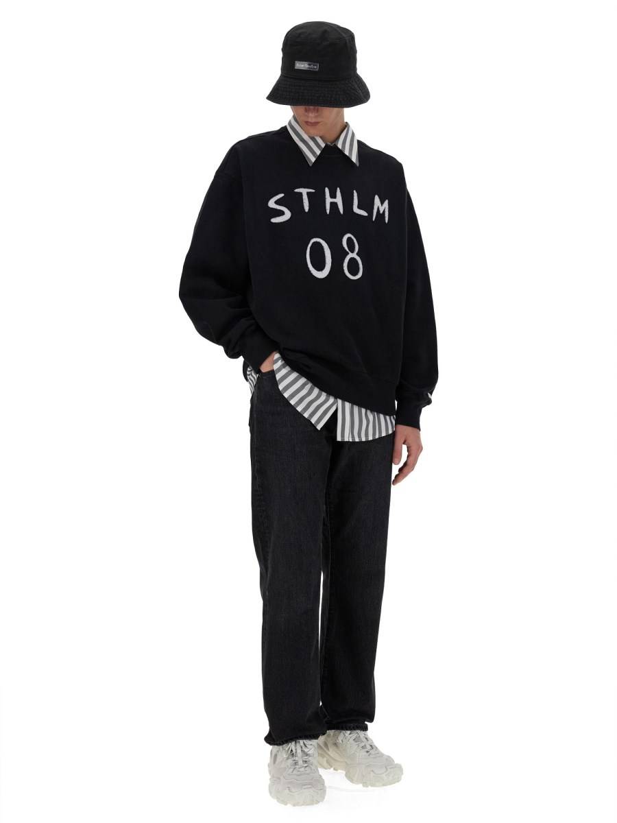 ACNE STUDIOS CAPPELLO BUCKET CON LOGO IN COTONE