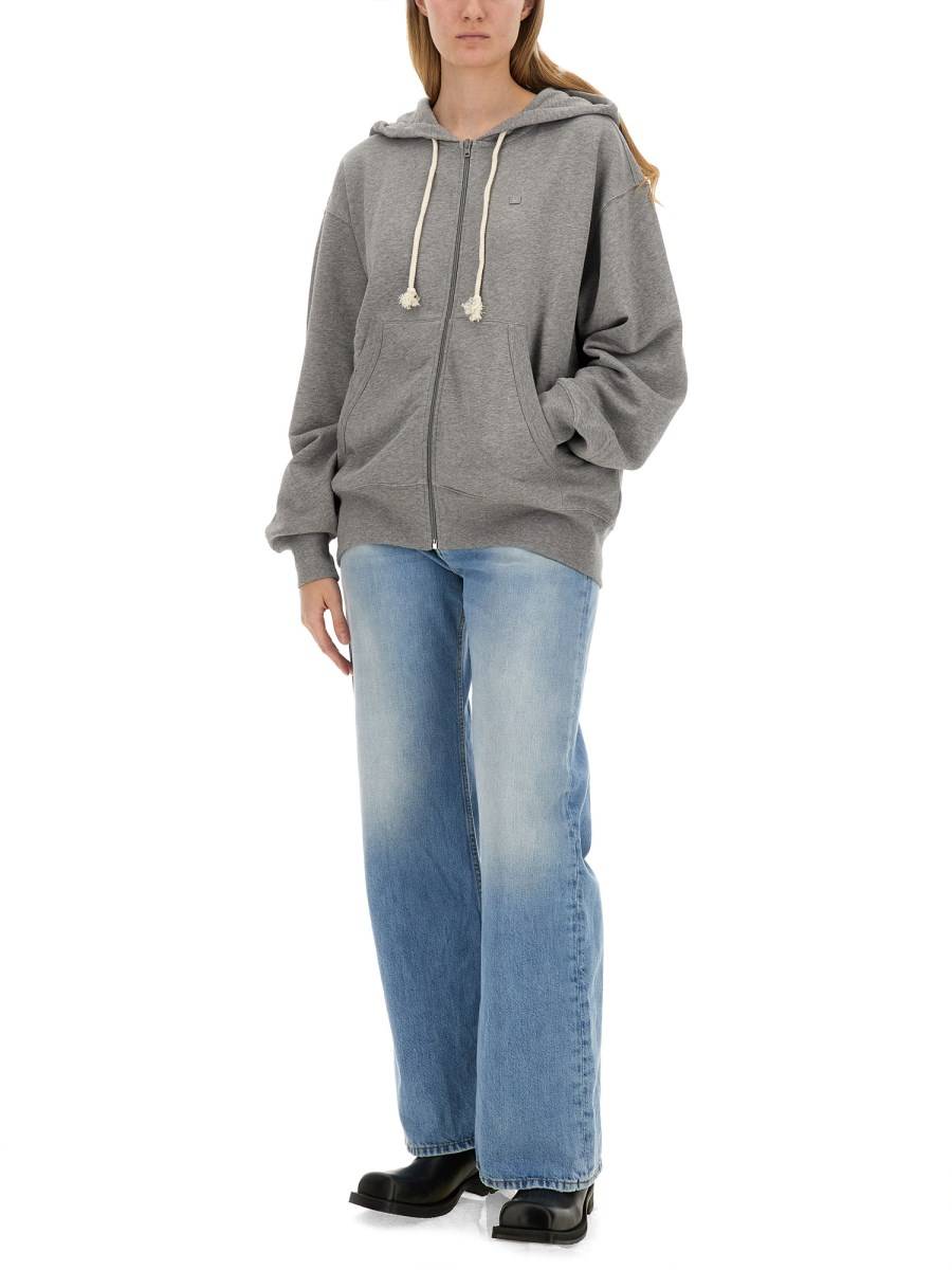 ACNE STUDIOS FELPA CON ZIP E PATCH FACE