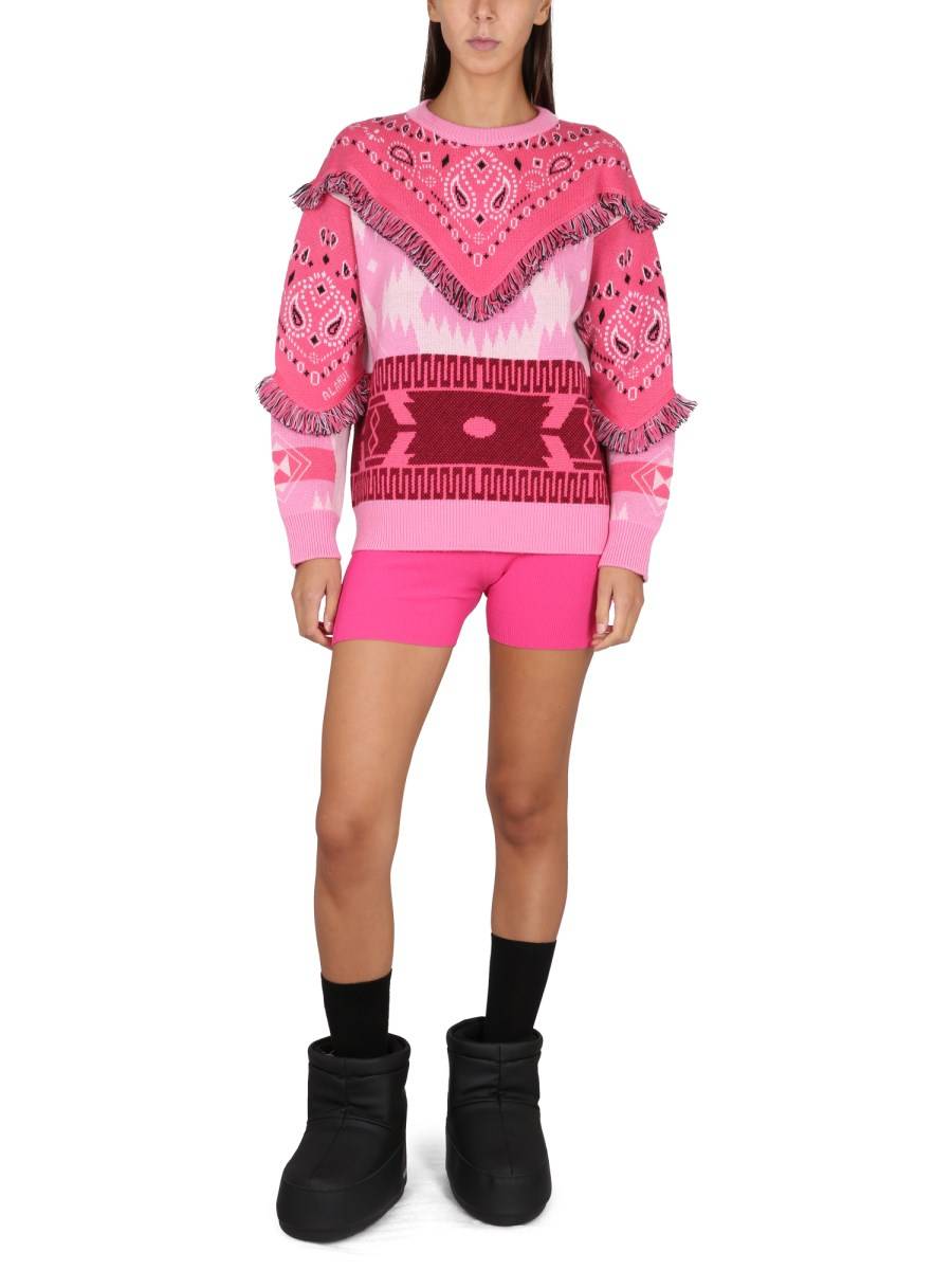 ALANUI MAGLIONE JACQUARD CON TOPPE ICON BANDANA