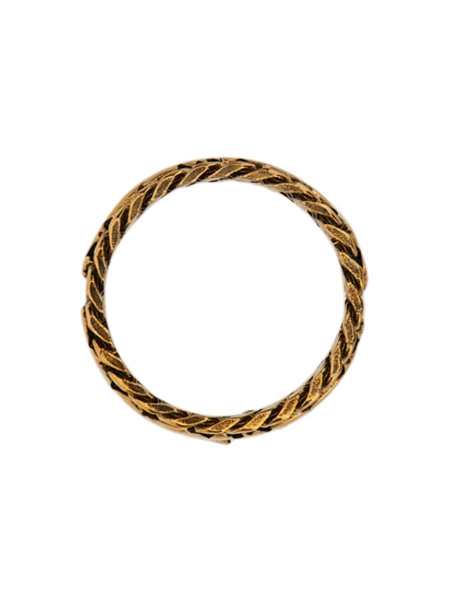 ALEXANDER McQUEEN ANELLO GRAFFITI IN ORO ANTICATO