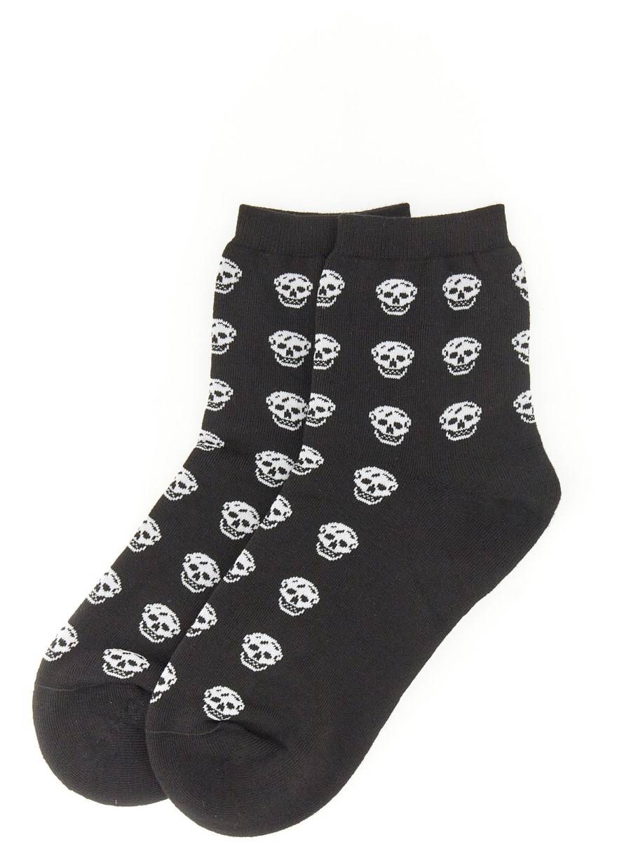 ALEXANDER McQUEEN CALZINO CORTO SKULL IN COTONE
