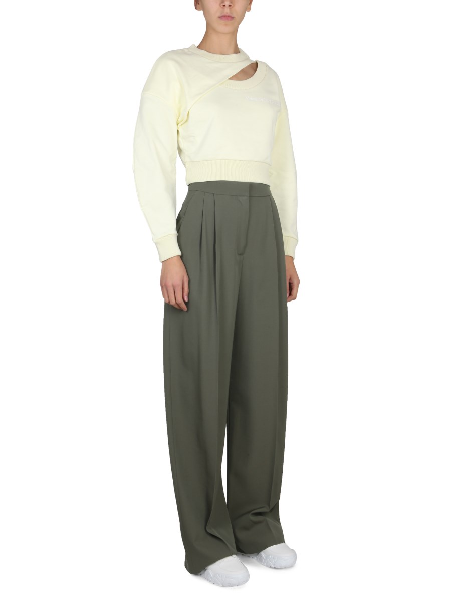ALEXANDER McQUEEN FELPA CROPPED IN COTONE